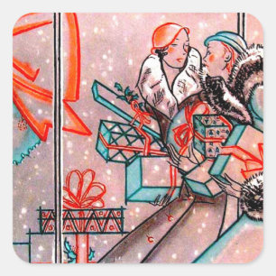 Sticker Carré Shopping de Noël
