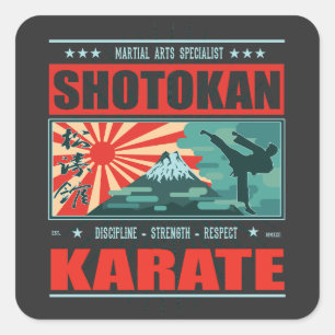 Sticker Carré Shotokan Karaté à la japonaise - Design traditionn