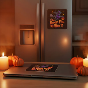 Sticker Carré Si Le Broom Convient À Ride Il Halloween sorcière 