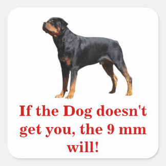 Sticker Carré Si le Chien ne t'attrape pas le pistolet.