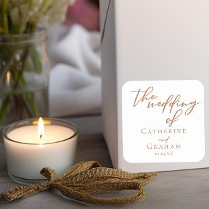 Sticker Carré Sienna Brown Typographie minimaliste Mariage