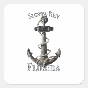 Sticker Carré Siesta Key Florida Vacation Ancre nautique Sailin