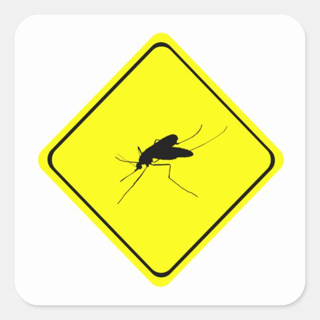 Sticker Carré Signal d'avertissement aux moustiques Nuisance ins (Devant)