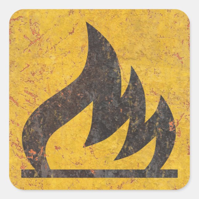 Sticker Carré Signal d'avertissement inflammable (Devant)