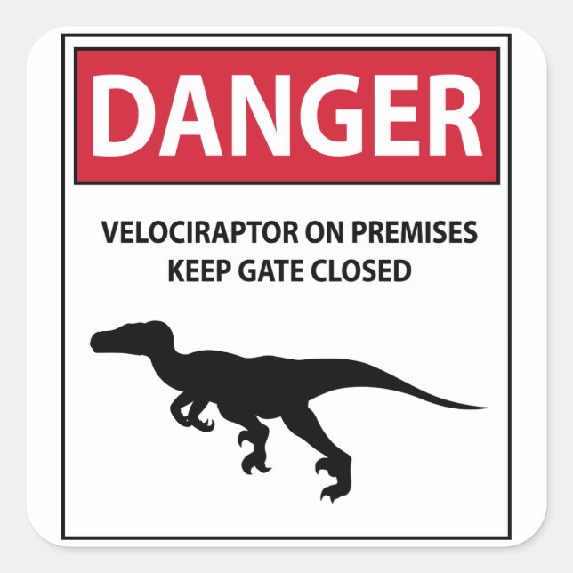 Sticker Carré Signal de danger (Raptors) (Devant)