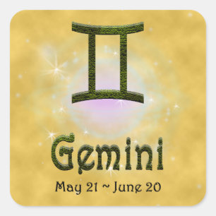 Sticker Carré Signe astrologique Gemini Zodiac couleur