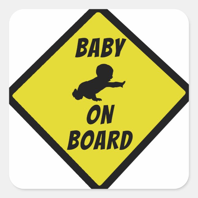 Sticker Carré SIGNE BÉBÉ À BORD Jaune (Devant)