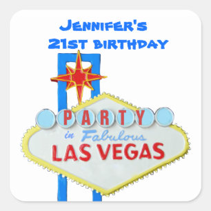 Sticker Carré Signe de Las Vegas d'invitation de fête