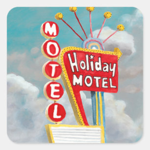 Sticker Carré Signe de motel de vacances