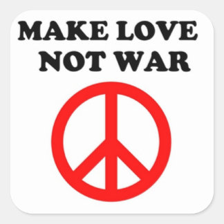 STICKER CARRÉ SIGNE DE PAIX "FAIRE L'AMOUR PAS LA GUERRE"