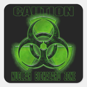 Sticker Carré Signe nucléaire de précaution de Biohazard