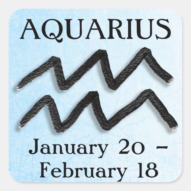 Sticker Carré SIGNE Zodiaque Aquarius Horoscope Astrologie (Devant)