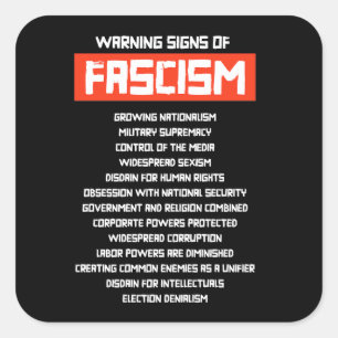 Sticker Carré Signes d'alerte précoce du fascisme