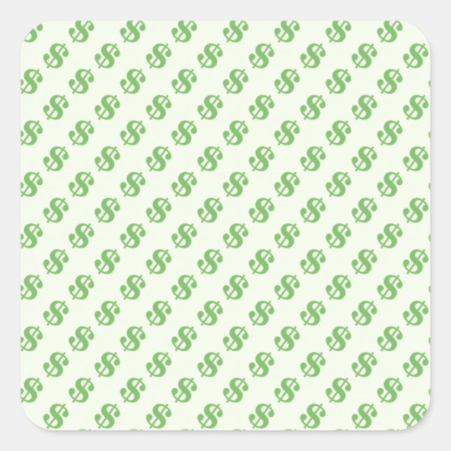 Sticker Carré Signes de dollars sur vert (Devant)