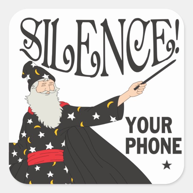 Sticker Carré Silence amusant Assistant de votre téléphone (Devant)