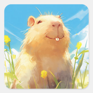 Sticker Carré Silencieux Capybara Smile