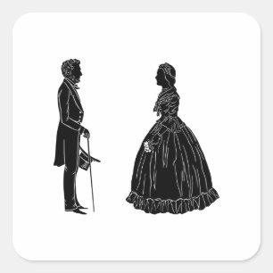 Sticker Carré silhouette d'abraham lincoln et de mary todd linco