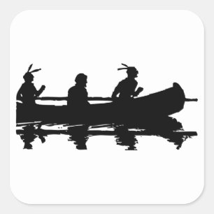 Sticker Carré Silhouette de canot