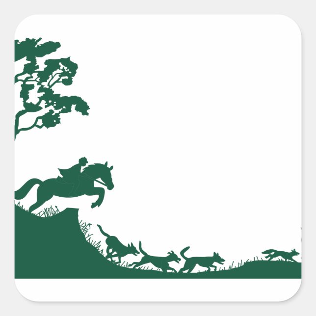 Sticker Carré Silhouette de chasse au renard (Devant)