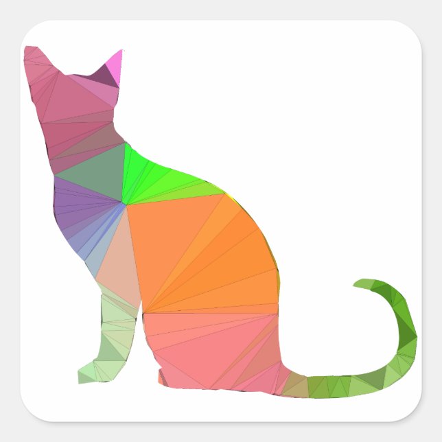 Sticker Carré Silhouette de chat à faible densité (Devant)