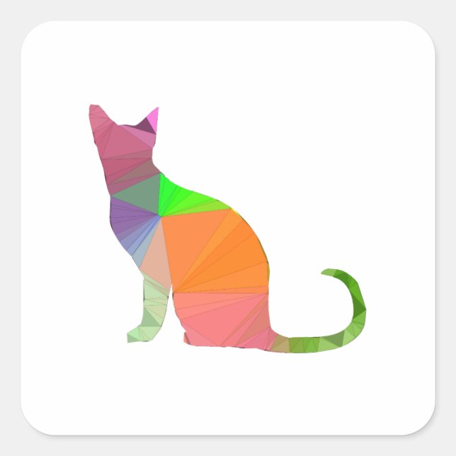 Sticker Carré Silhouette de chat à faible densité (Devant)