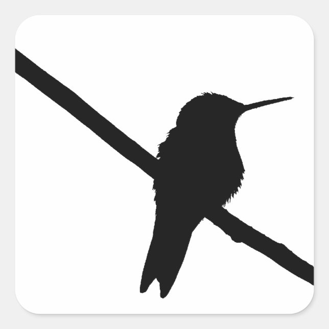 Sticker Carré Silhouette de colibri (Devant)