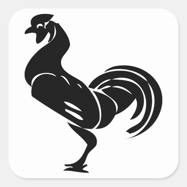 Sticker Carré Silhouette de coq (Devant)