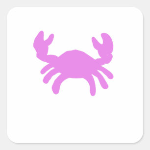 Sticker Carré Silhouette de crabe rose