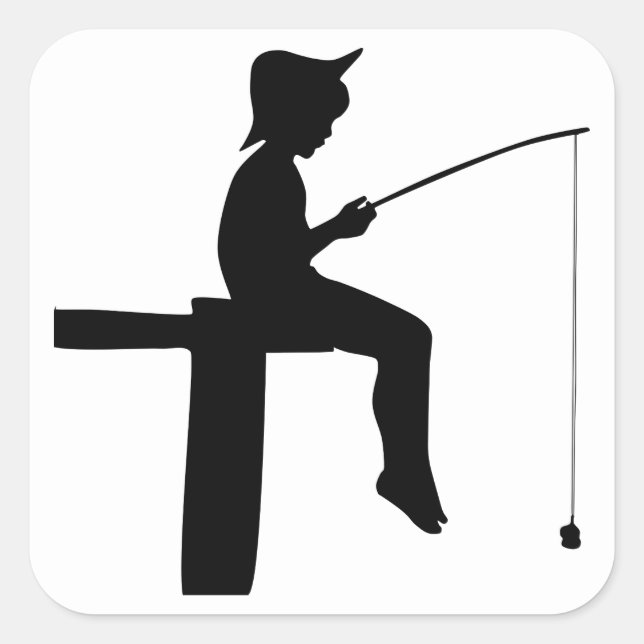 Sticker Carré Silhouette de Fishing (Devant)