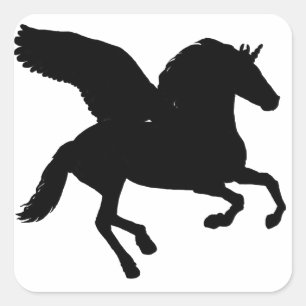 Sticker Carré Silhouette de la licorne ailée