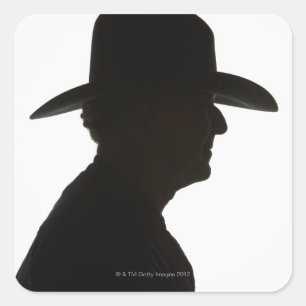 Sticker Carré Silhouette de l'homme en profil portant traditionn