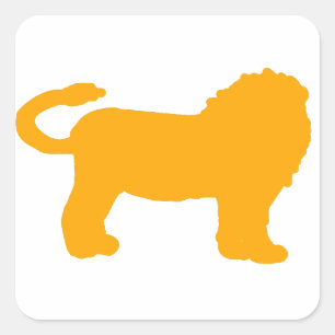 Sticker Carré Silhouette de Lion Jaune