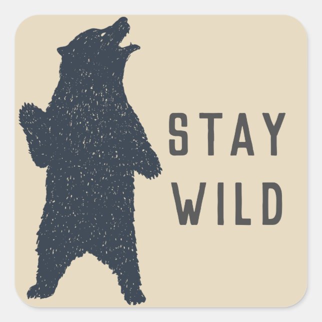 Sticker Carré Silhouette de l'ours sauvage (Devant)