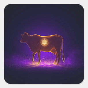 Sticker Carré Silhouette de vache divine Govardhan Puja Spirit
