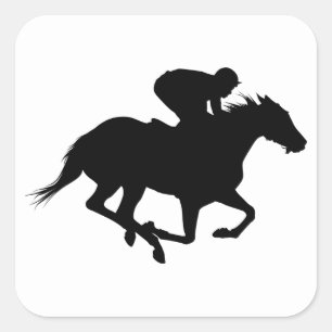 Sticker Carré Silhouette du cheval de course