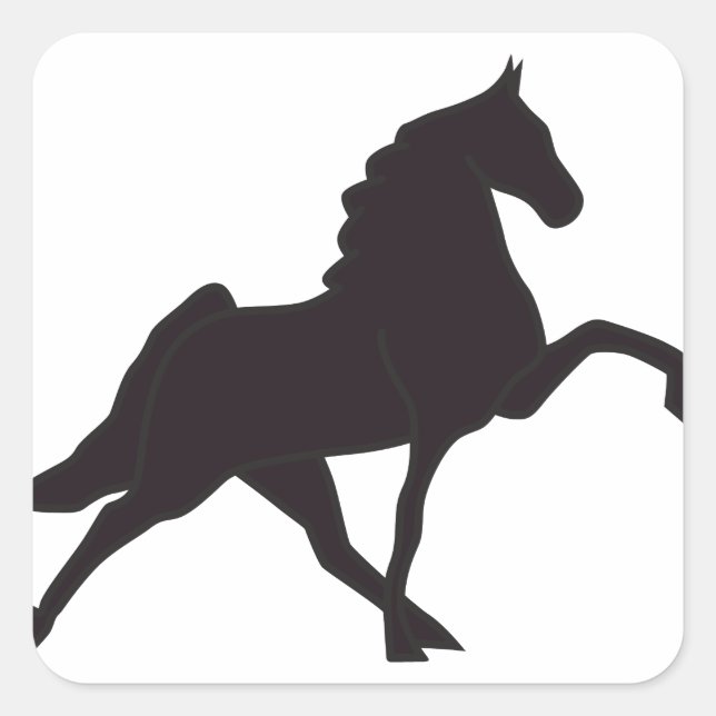 Sticker Carré Silhouette du cheval de marche (Devant)