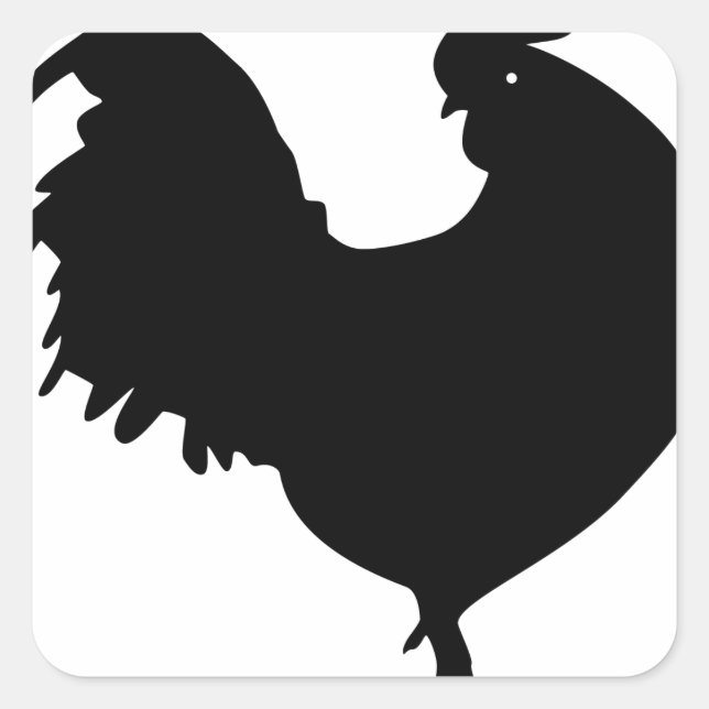 Sticker Carré Silhouette du coq (Devant)