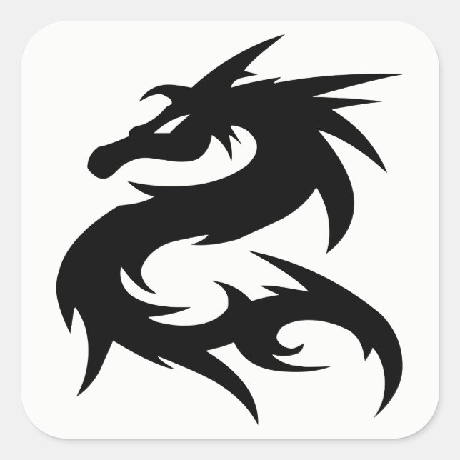 Sticker Carré Silhouette du dragon tribal (Devant)