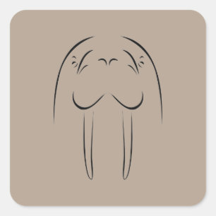 Sticker Carré Silhouette du visage de Walrus