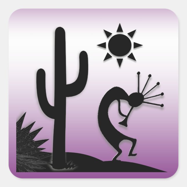 Sticker Carré Silhouette Kokopelli (Devant)