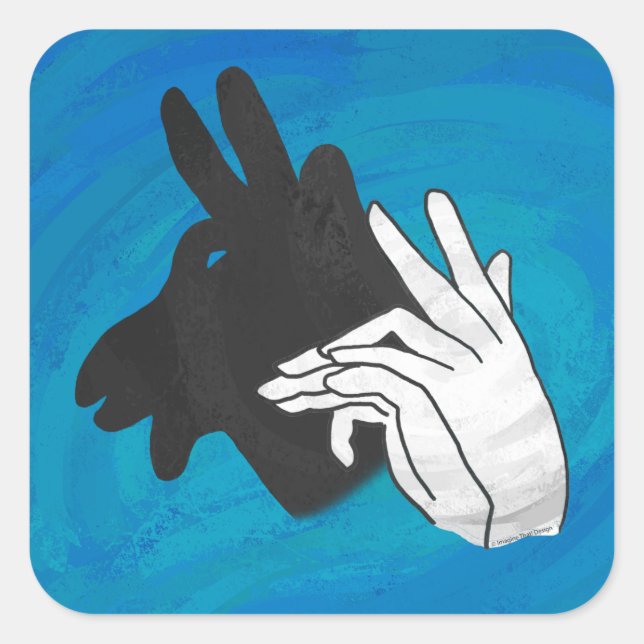 Sticker Carré Silhouette main Billy Chèvre bleu (Devant)