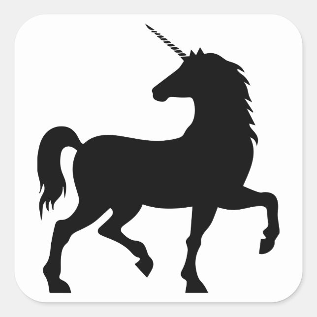 Sticker Carré Silhouette Unicorne (Devant)