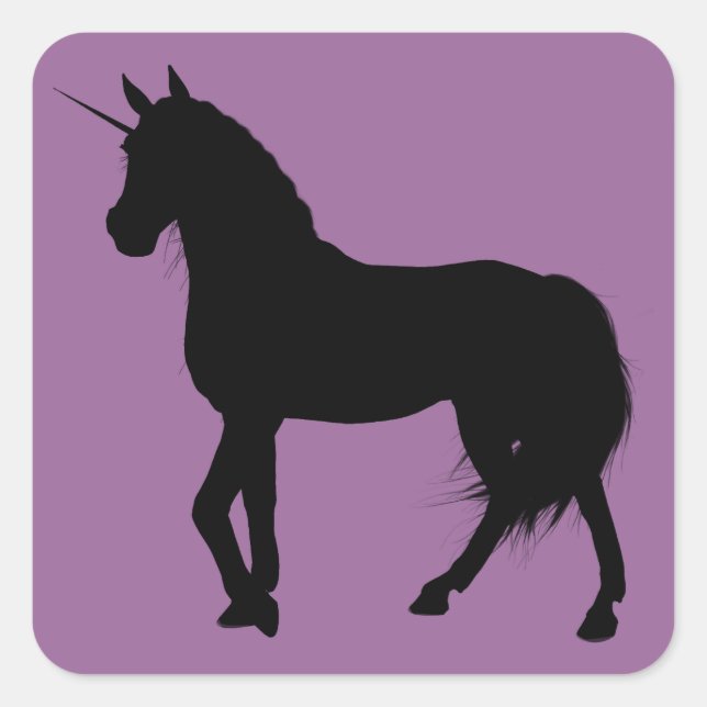 Sticker Carré Silhouette Unicorne (Devant)