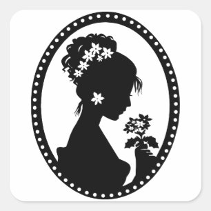 Sticker Carré Silhouette victorienne de camée
