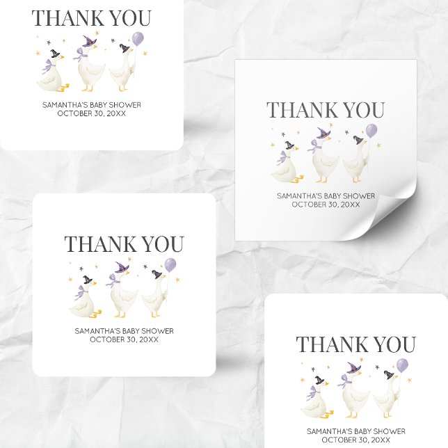 Sticker Carré Silly Goose Baby Shower (Halloween Little Silly Goose Baby Shower Sticker)