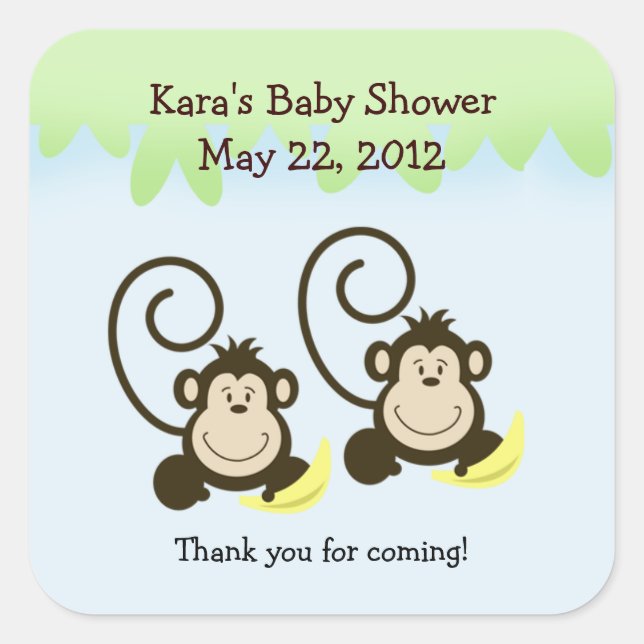 Sticker CARRÉ  SILLY MONKEYS TWINS Favoriser (Devant)