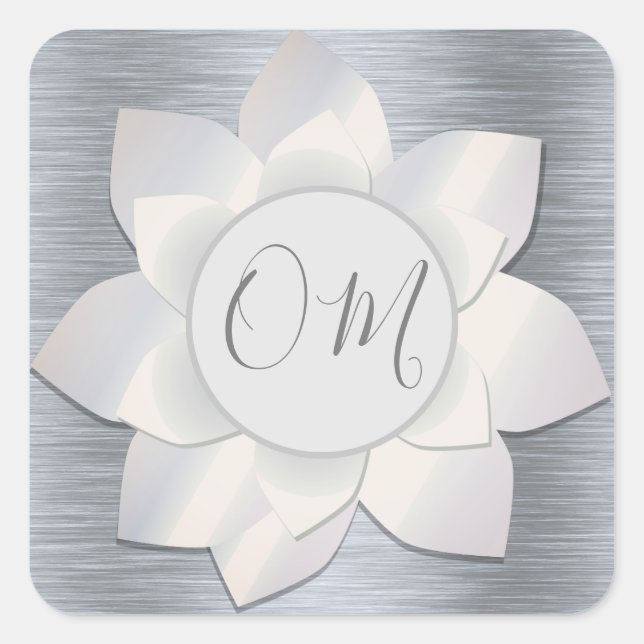 Sticker Carré Silver Elegant Lotus OM (Devant)