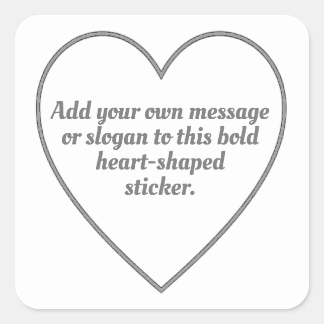 Sticker Carré Silver Grey - Coeurs avec votre message (Devant)