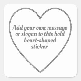 Sticker Carré Silver Grey - Coeurs avec votre message