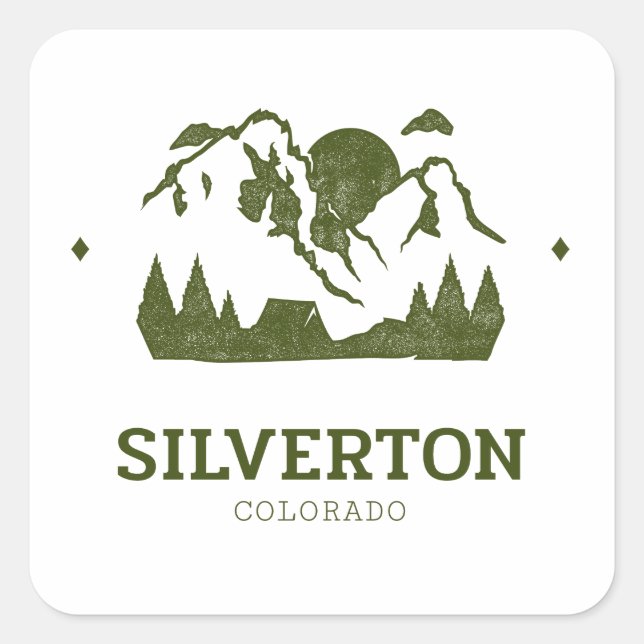 Sticker Carré Silverton - Colorado (Devant)